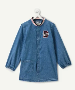Tablier garçon denim col teddy avec patch