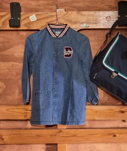 Tablier garçon denim col teddy avec patch