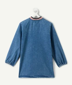 Tablier garçon denim col teddy avec patch
