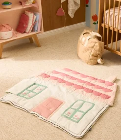 Tapis de parc bébé fille imprimé maison