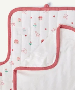 Tapis à langer bébé fille rose imprimés oiseaux