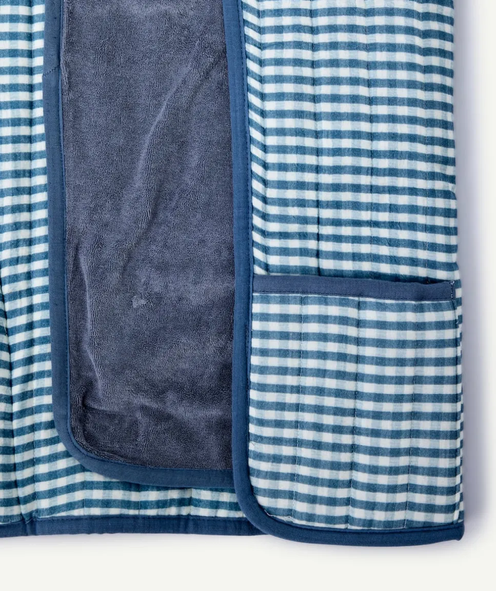 Tapis à langer bébé garçon vichy bleu