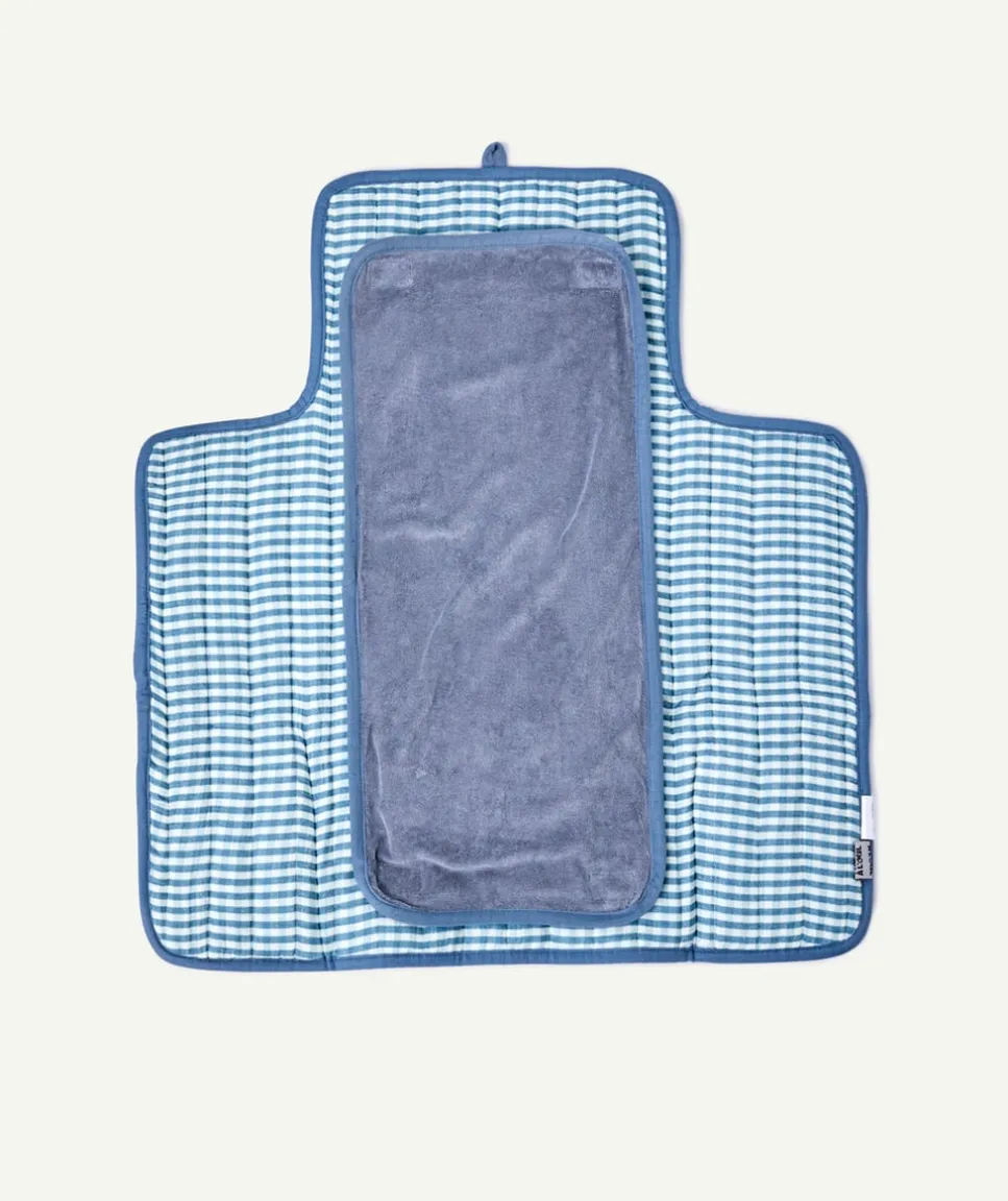 Tapis à langer bébé garçon vichy bleu