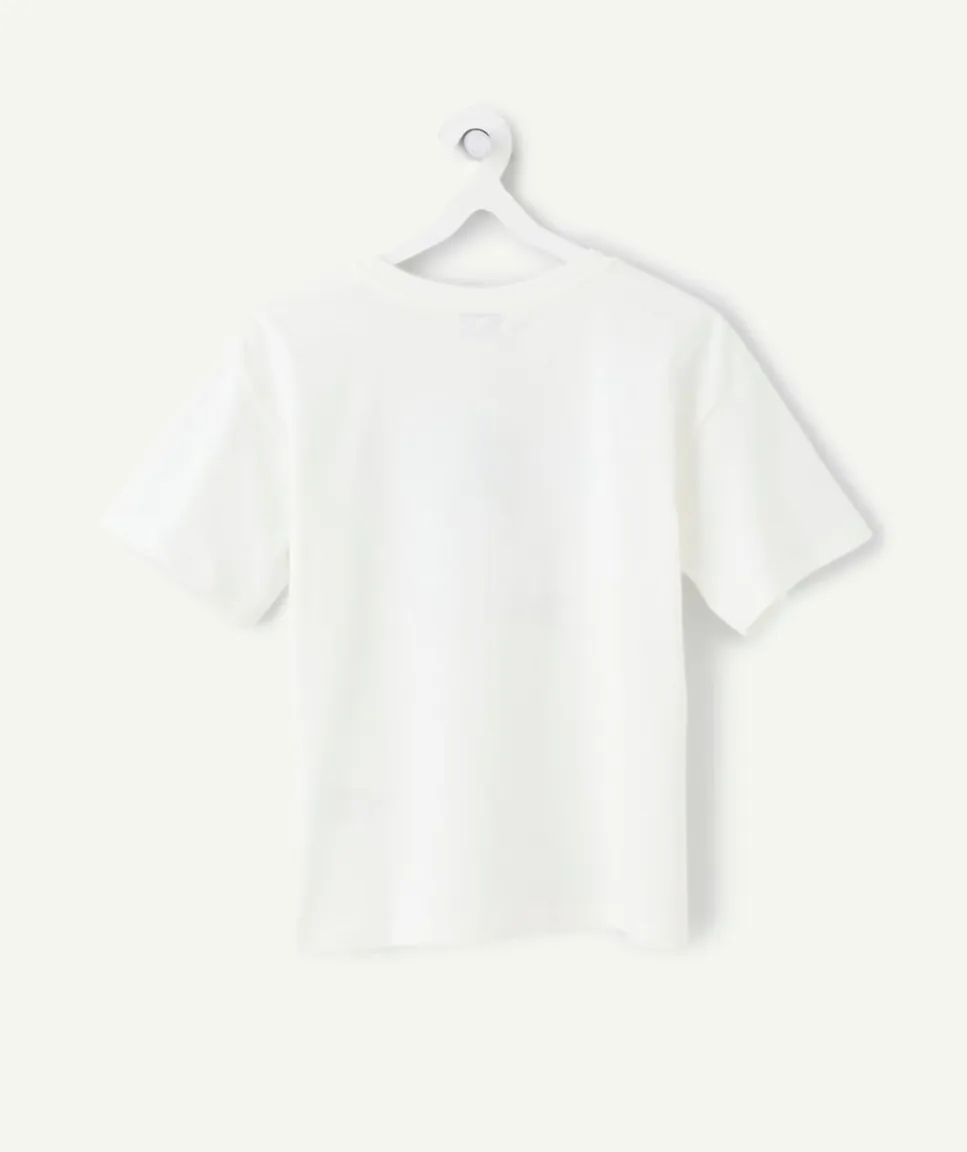 Tee-shirt fille blanc message sequins coupe du monde belgique