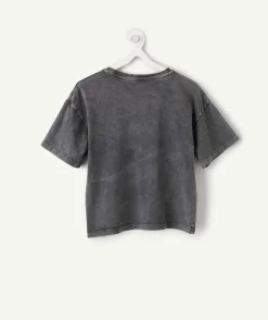Tee-shirt fille gris imprimé nœud
