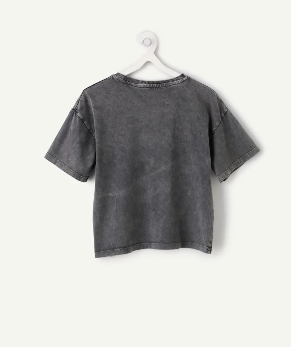 Tee-shirt fille gris imprimé nœud