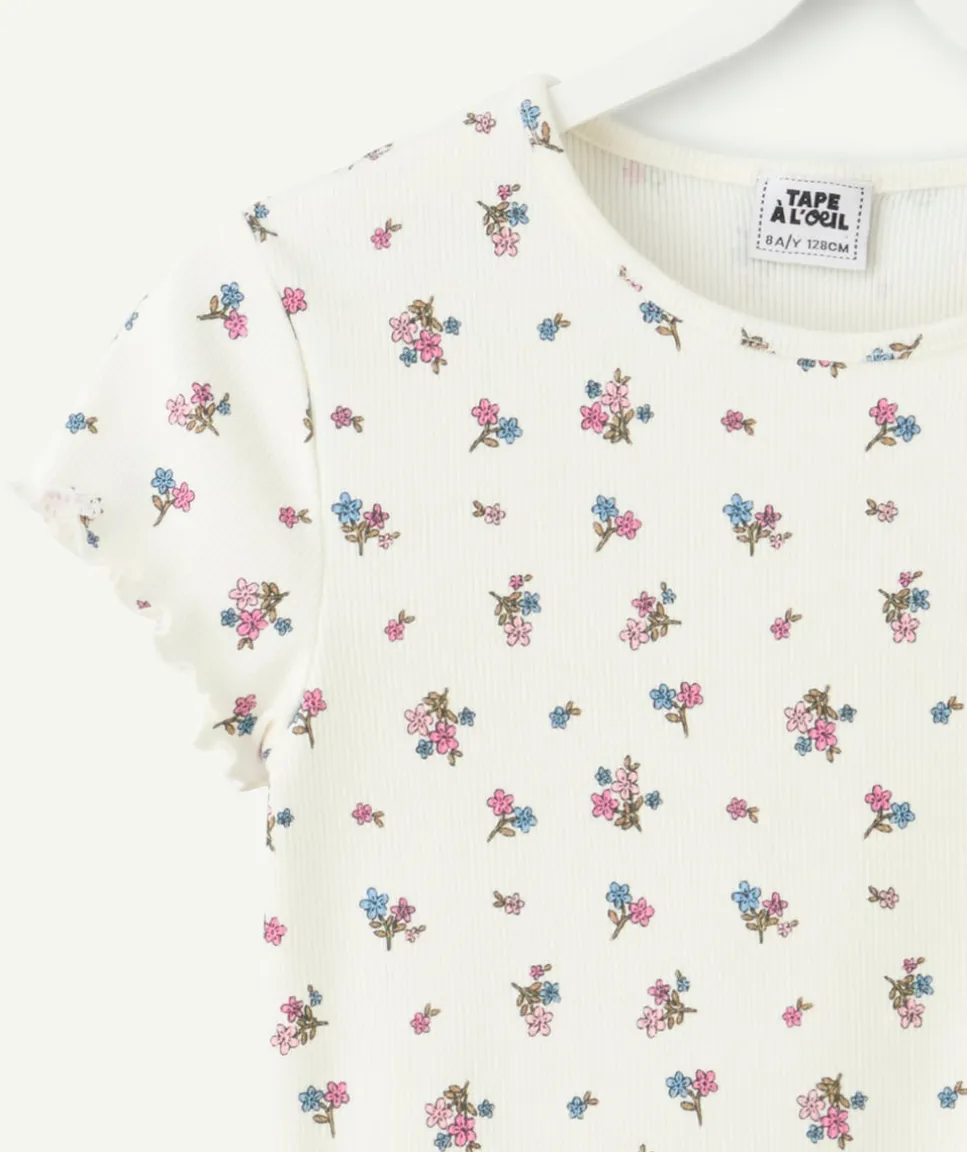 Tee-shirt fille imprimé fleuri