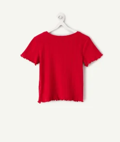 Tee-shirt fille rouge message