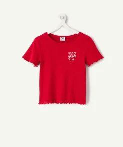 Tee-shirt fille rouge message