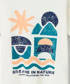 Tee-shirt garçon blanc imprimé graphique