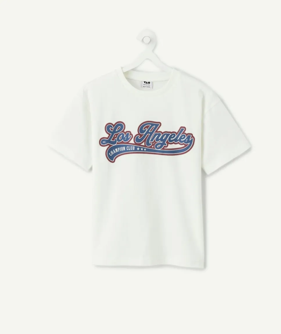 Tee-shirt garçon blanc imprimé los angeles