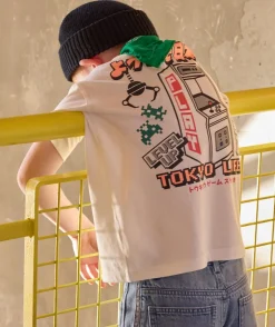 Tee-shirt garçon blanc imprimé tokyo