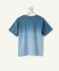 Tee-shirt garçon bleu dégradé imprimé