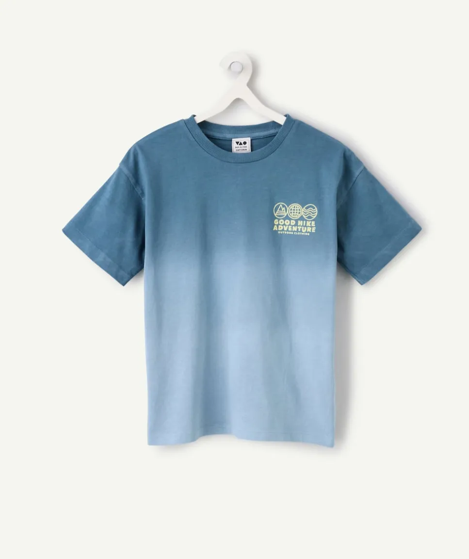Tee-shirt garçon bleu dégradé imprimé