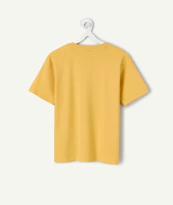 Tee-shirt garçon jaune imprimé skate