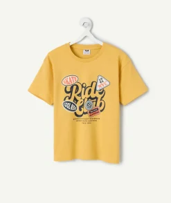Tee-shirt garçon jaune imprimé skate