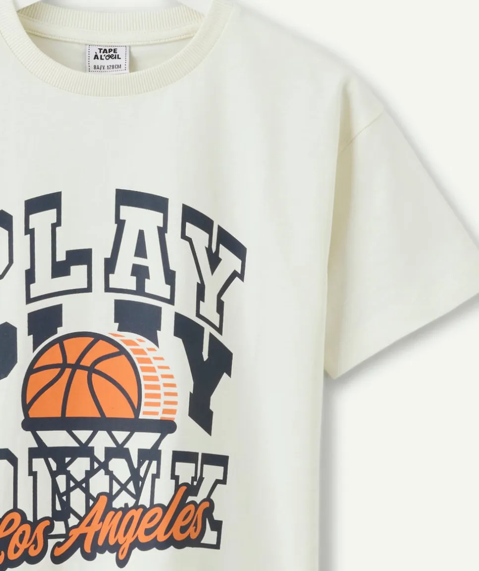 Tee-shirt garçon manches courtes imprimé basket