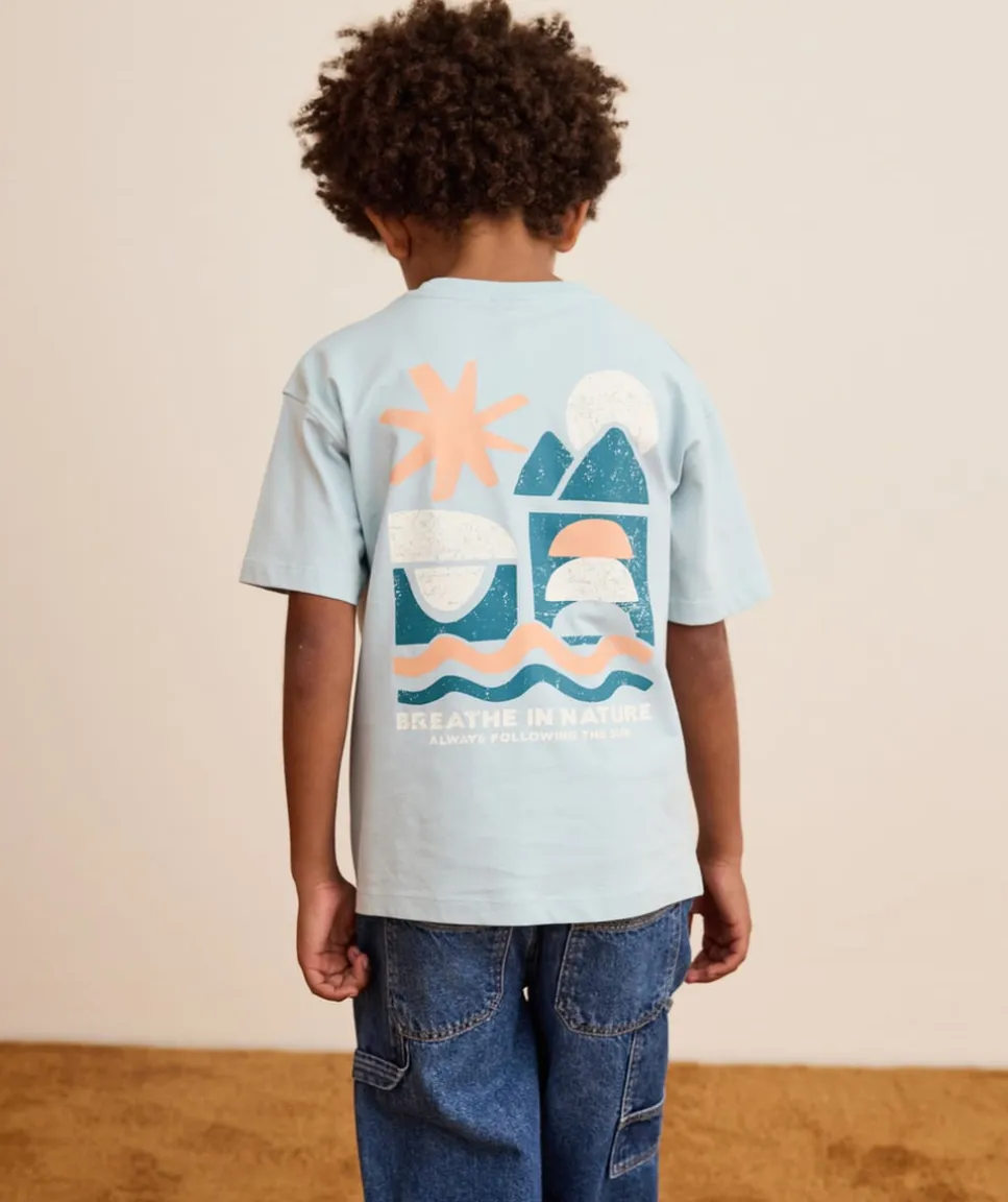 Tee-shirt garçon manches courtes imprimé bleu