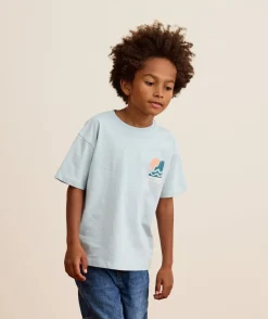 Tee-shirt garçon manches courtes imprimé bleu