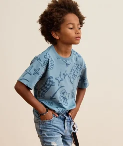 Tee-shirt garçon manches courtes imprimé skateur