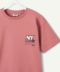 Tee-shirt garçon rose imprimé ny