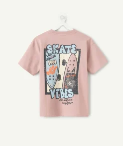 Tee-shirt garçon rose imprimé skate