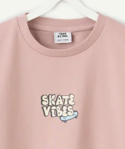 Tee-shirt garçon rose imprimé skate