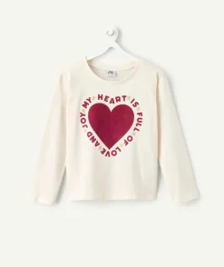 Tee-shirt manches longues fille imprimé cœur