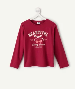 Tee-shirt manches longues fille message cerises