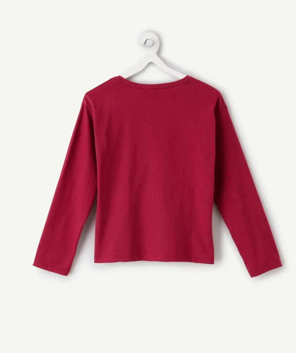 Tee-shirt manches longues fille message cerises