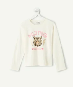 Tee-shirt manches longues fille imprimé tigre