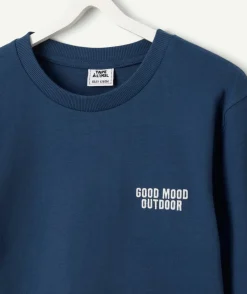 Tee shirt manches longues garçon bleu imprimé