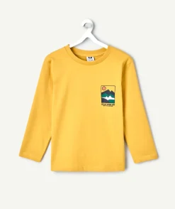 Tee-shirt manches longues garçon jaune imprimé