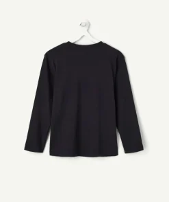 Tee-shirt manches longues garçon noir imprimé