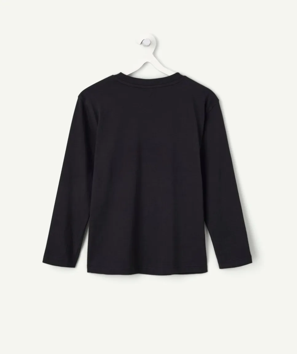 Tee-shirt manches longues garçon noir imprimé