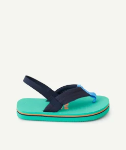 Tong garçon bleu et vertes avec entre doigt en coton