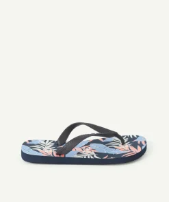 Tong garçon bleu marine imprimé tropical