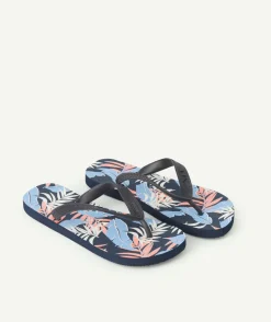 Tong garçon bleu marine imprimé tropical