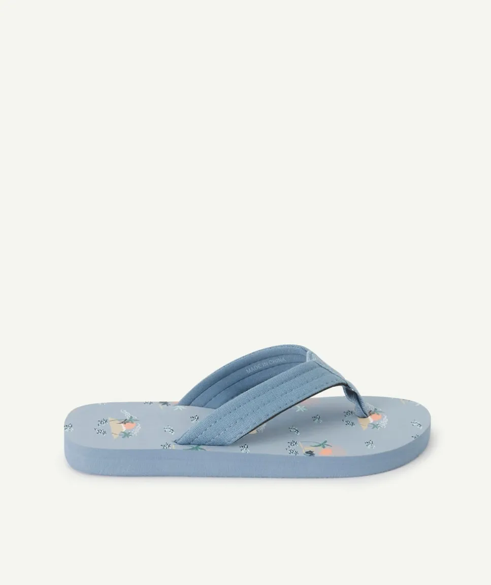 Tongs avec entre-doigts en coton garçon bleu