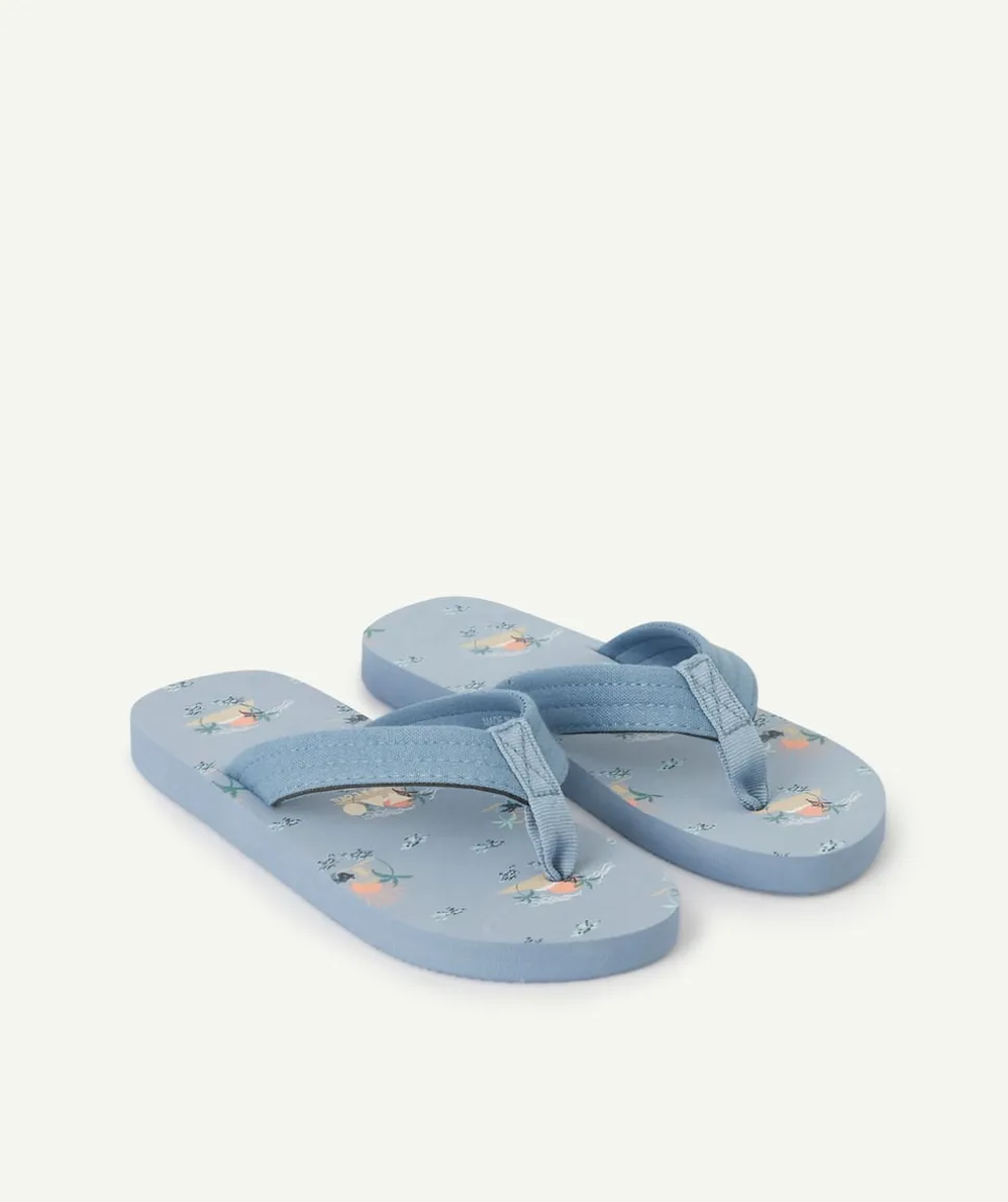 Tongs avec entre-doigts en coton garçon bleu