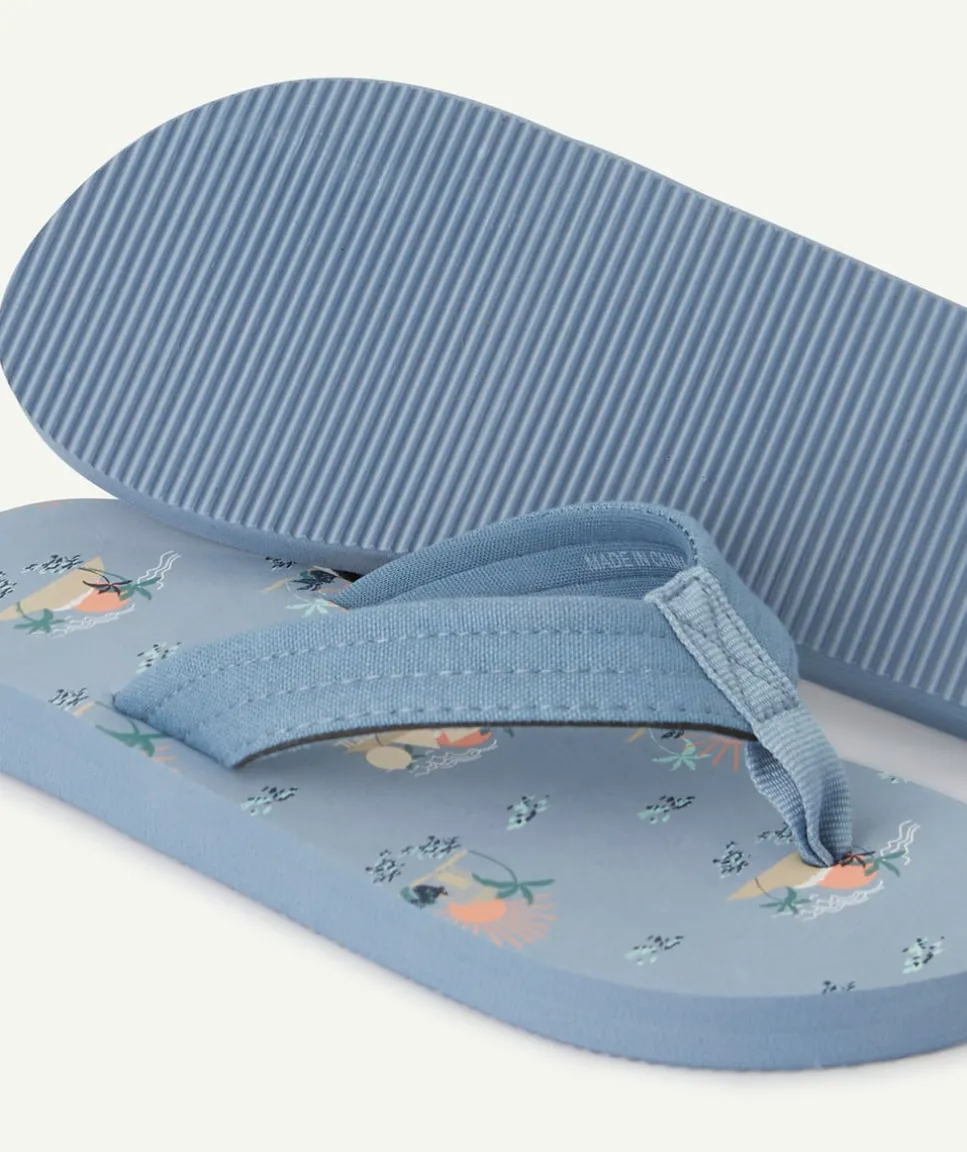 Tongs avec entre-doigts en coton garçon bleu