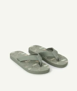 Tongs garçon imprimé palmier vert avec entre-doigts en coton