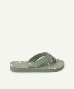 Tongs garçon imprimé palmier vert avec entre-doigts en coton