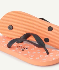 Tongs garçon orange imprimé palmier