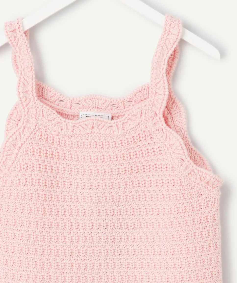 Top en crochet rose bébé fille