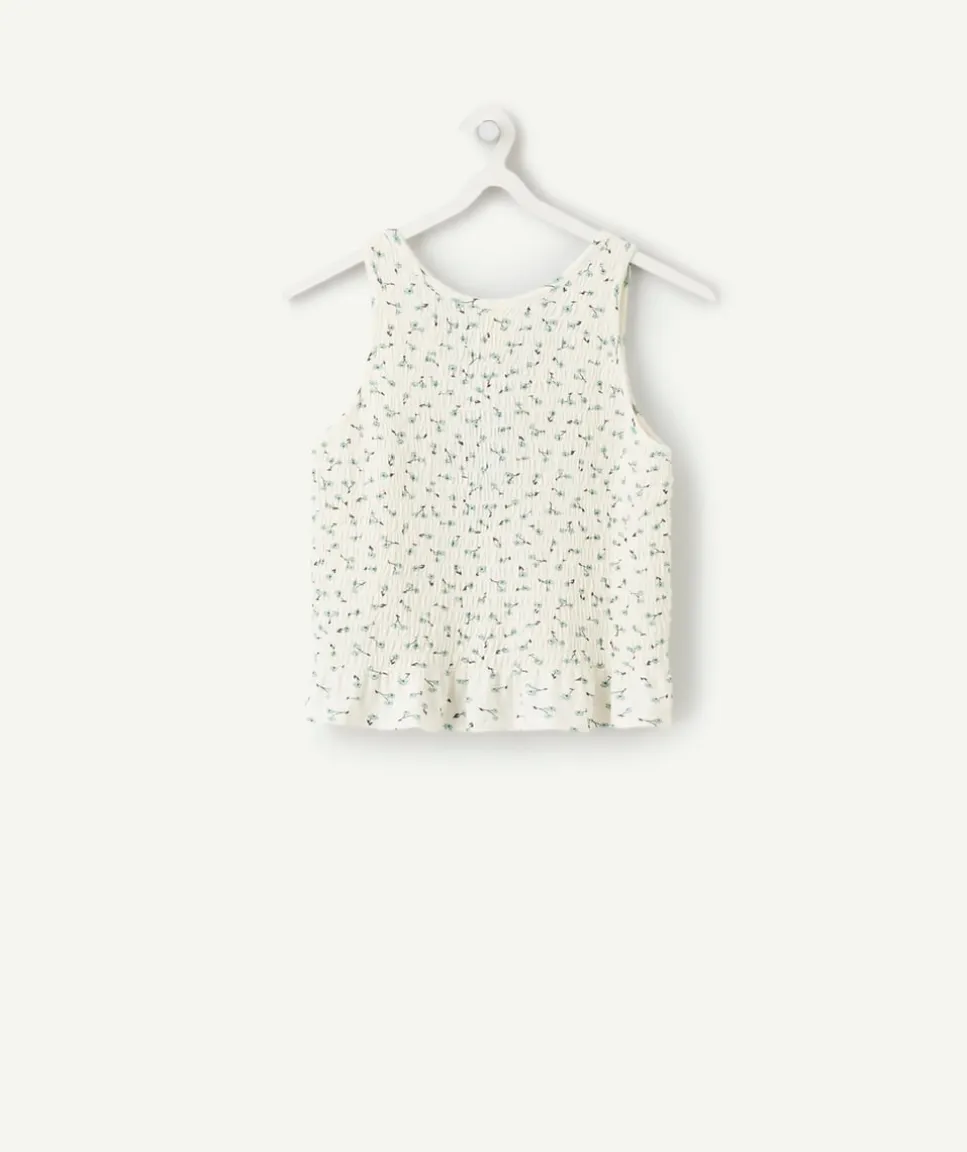 Top fille blanc imprimé floral