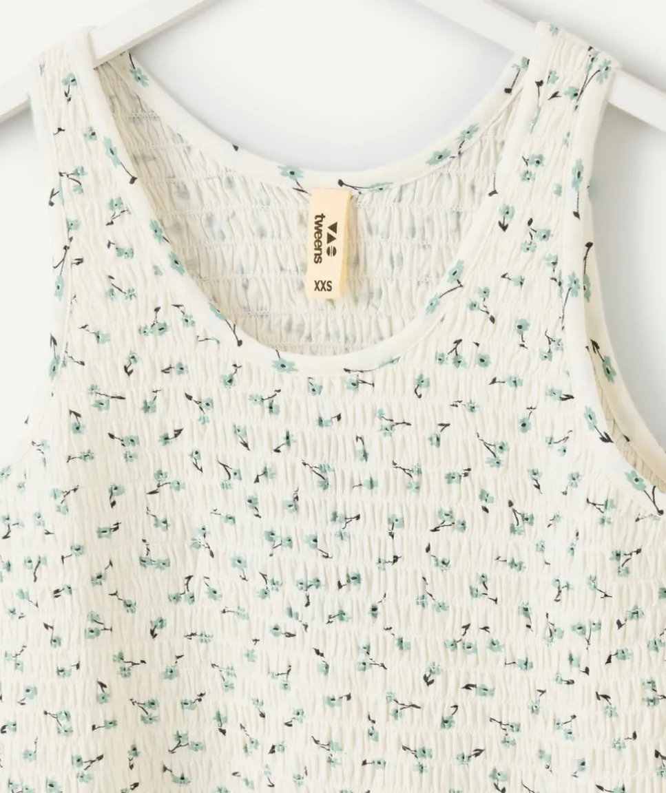 Top fille blanc imprimé floral