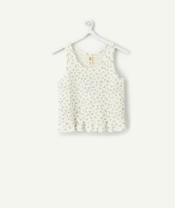 Top fille blanc imprimé floral