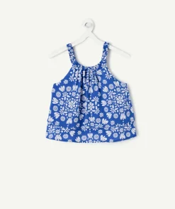Top fille imprimé bleu sans manches