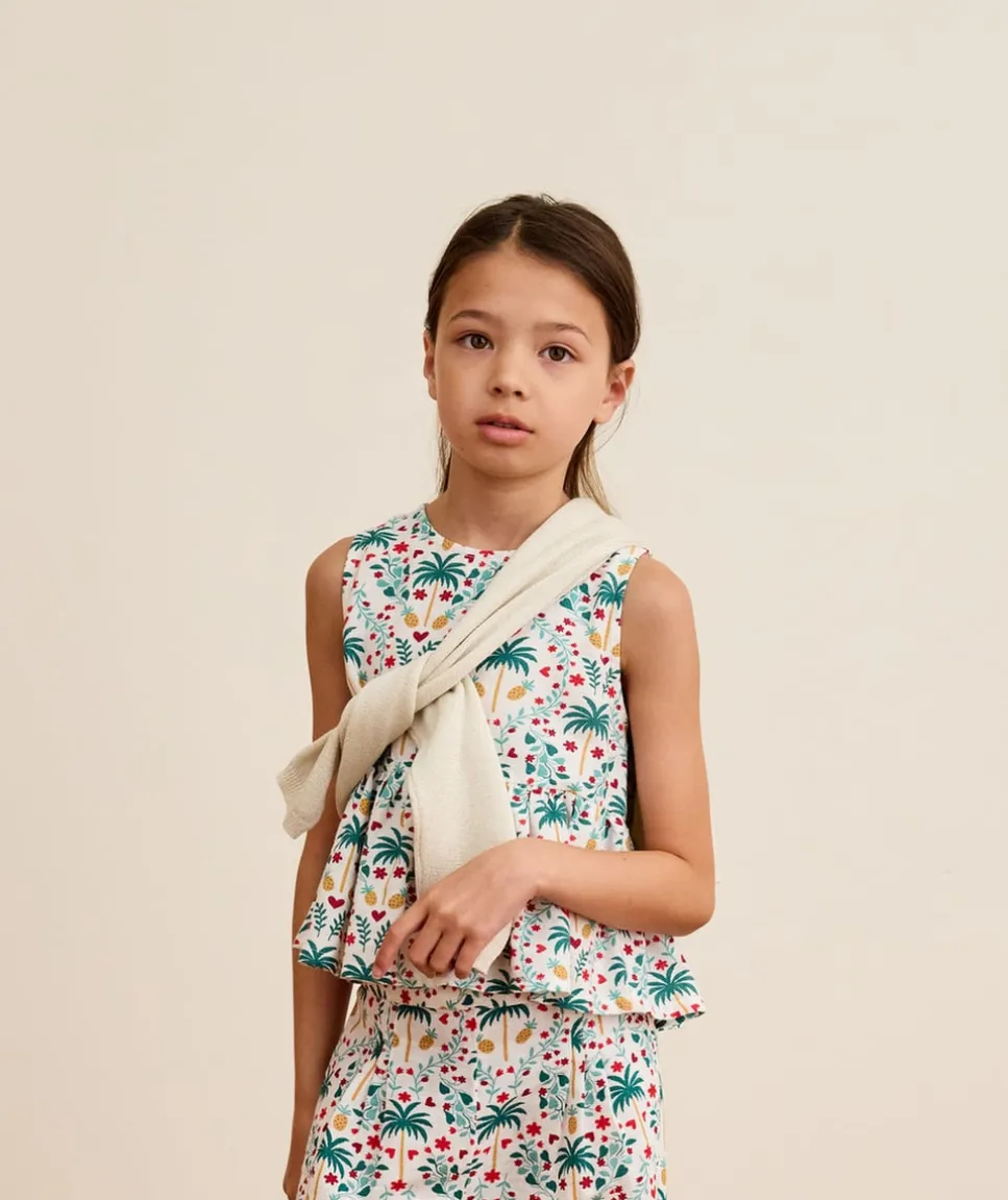 Top fille imprimé palmiers sans manches